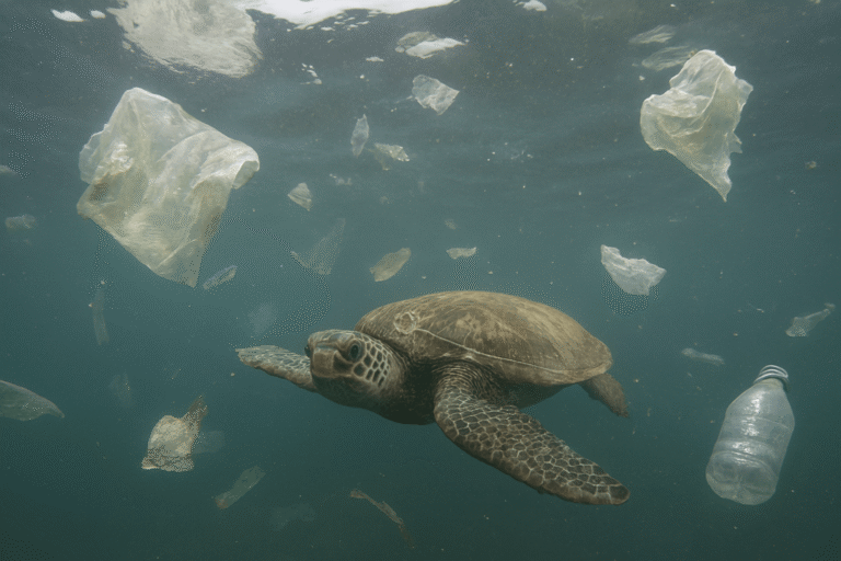 How does plastic pollution affect marine life