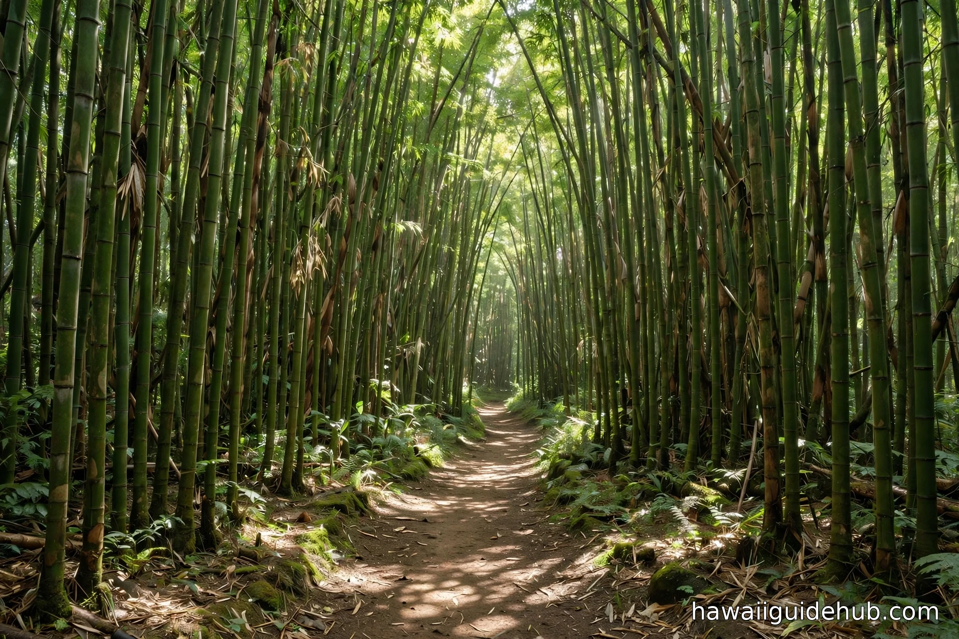 The dense bamboo forest along the Pipiwai Trail in the Kipahulu District.