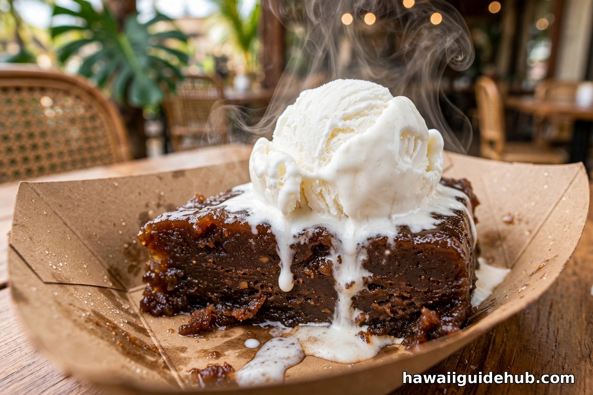 Sweet Lady of Waiahole: warm kulolo topped with melting haupia ice cream